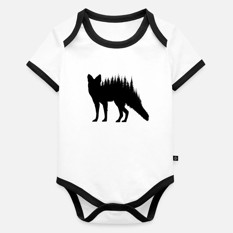 Fox Silhouette Beauté Sauvage Body Bébé bio contrasté manches courtes