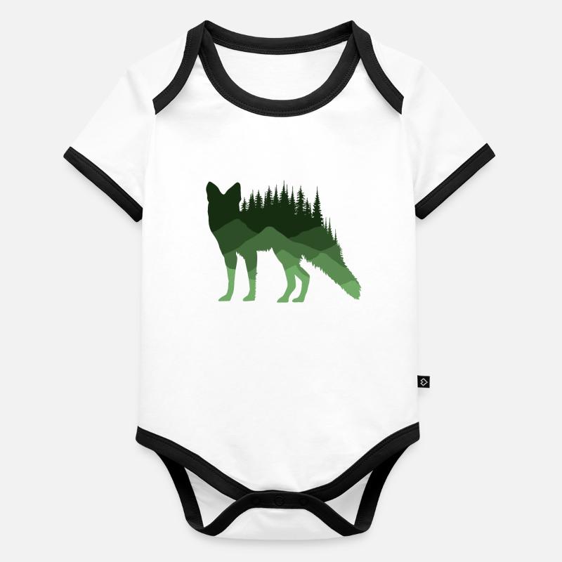 de la forêt - Silhouette de renard Body Bébé bio contrasté manches courtes