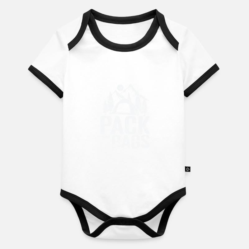 Faites vos valises Camping Vacances Liberté Body Bébé bio contrasté manches courtes