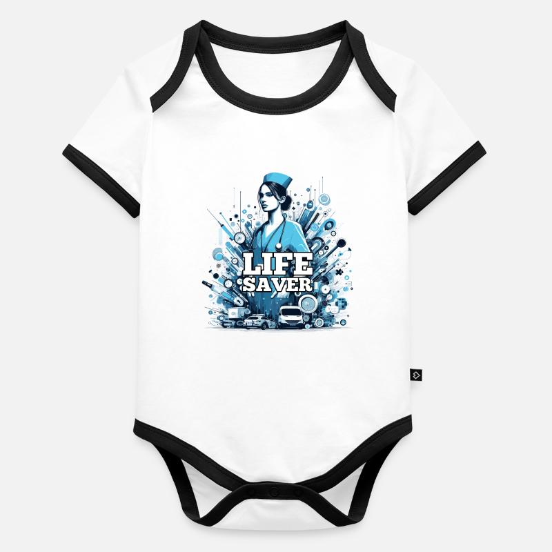 Krankenschwester Lebensretterin Geschenk Baby Bio-Kurzarm-Kontrastbody