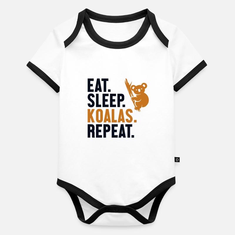 Manger Dormir Koalas Répéter Koalabear Eucalyptus Body Bébé bio contrasté manches courtes