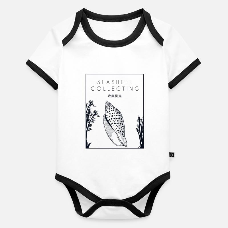Seashell Collecting Chinese Hanzi Shell Seashell Organic Baby Contrasting Bodysuit