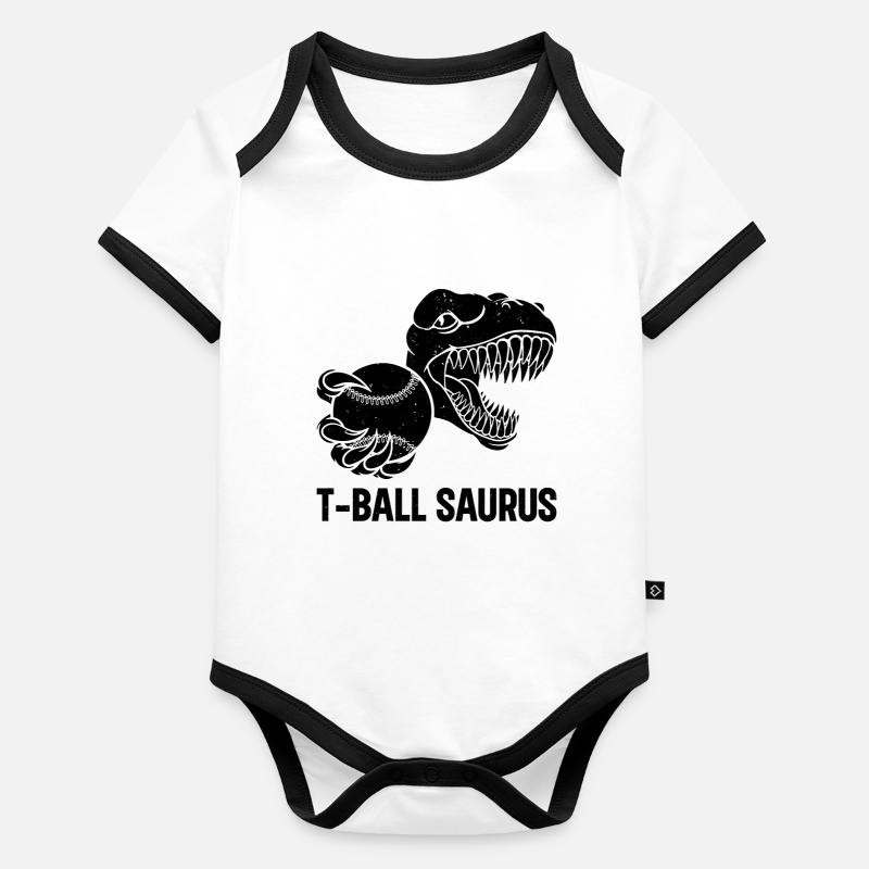 T-ball Saurus Tee-ball Player Dino Baby Bio-Kurzarm-Kontrastbody