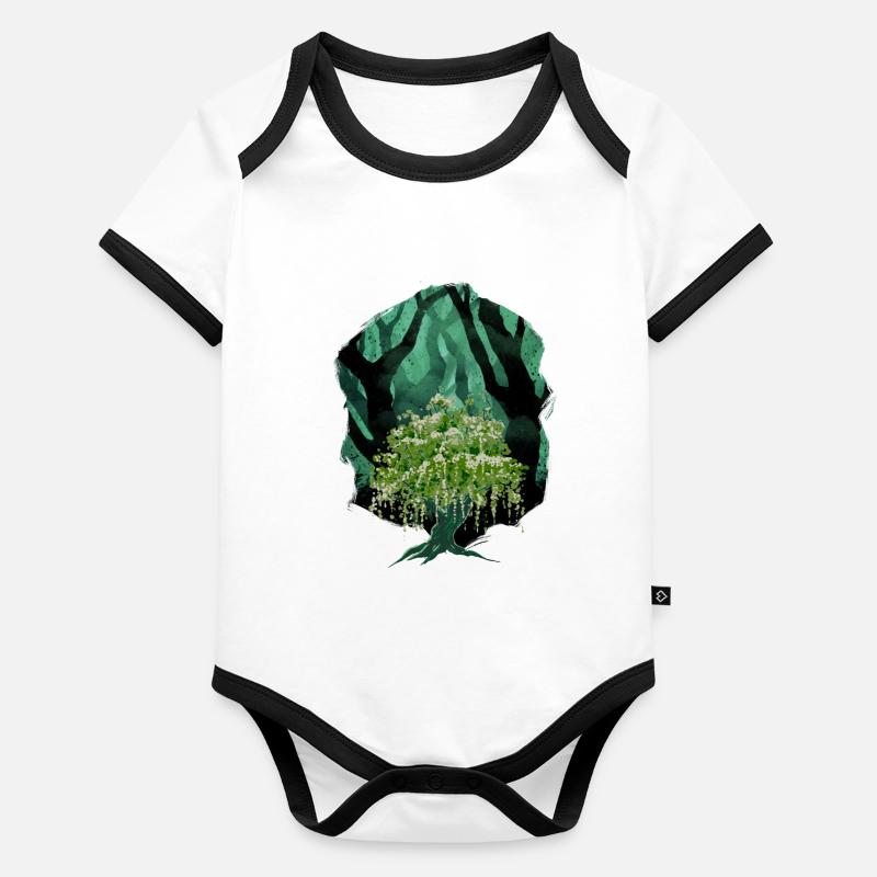 Forêt, Nature, Botanique, Flore Body Bébé bio contrasté manches courtes