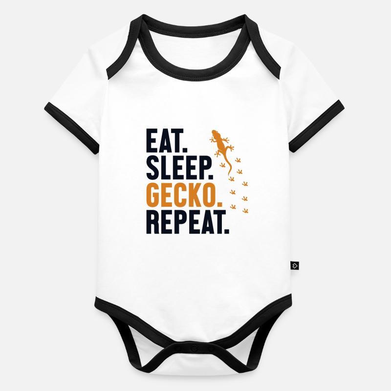 Eat Sleep Gecko Repeat Gekkota Schopfeidechse Baby Bio-Kurzarm-Kontrastbody