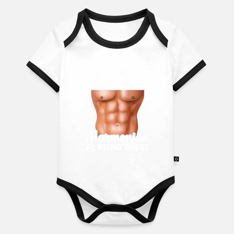 This Is My Best Harmonica Player Shirt Harmonica M Baby Bio-Kurzarm-Kontrastbody