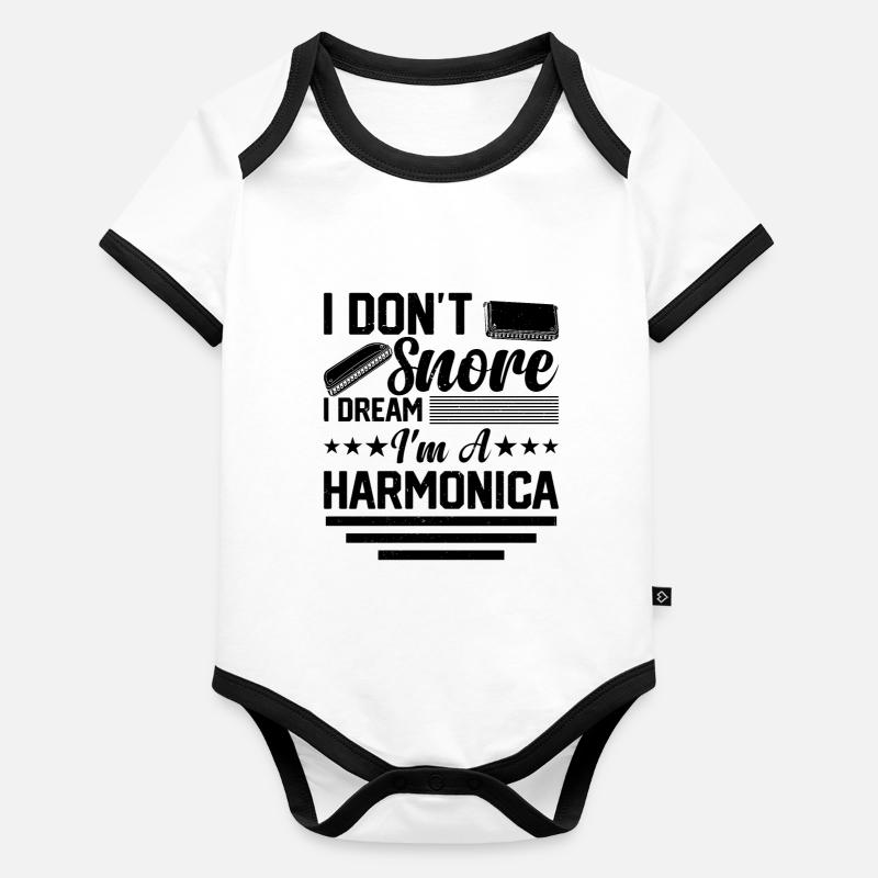 I Don't Snore I Dream I'm A Harmonica - Funny Harm Baby Bio-Kurzarm-Kontrastbody