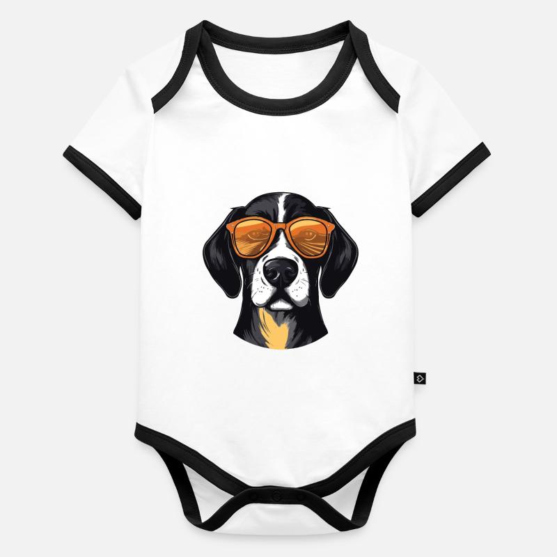 Beagle Hund Kopf Cool Baby Bio-Kurzarm-Kontrastbody