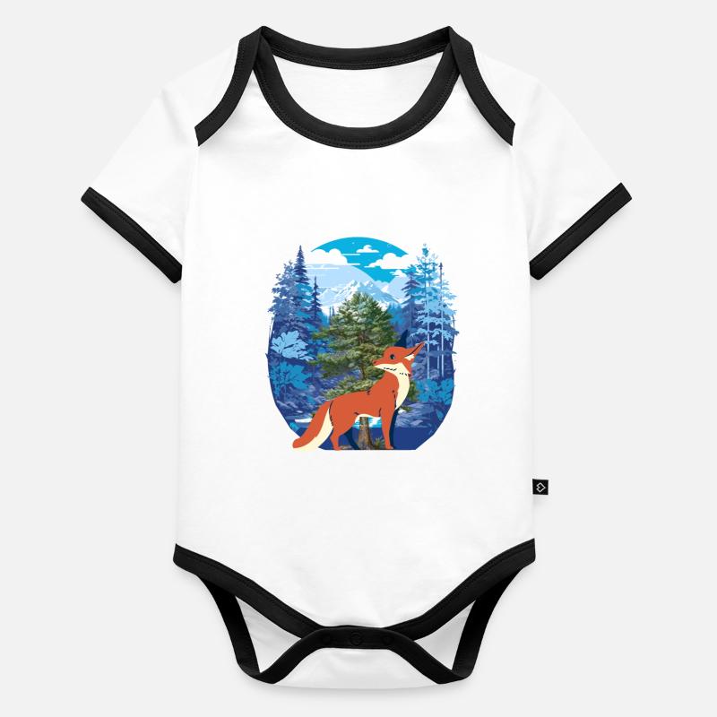 Forêt de renards Body Bébé bio contrasté manches courtes