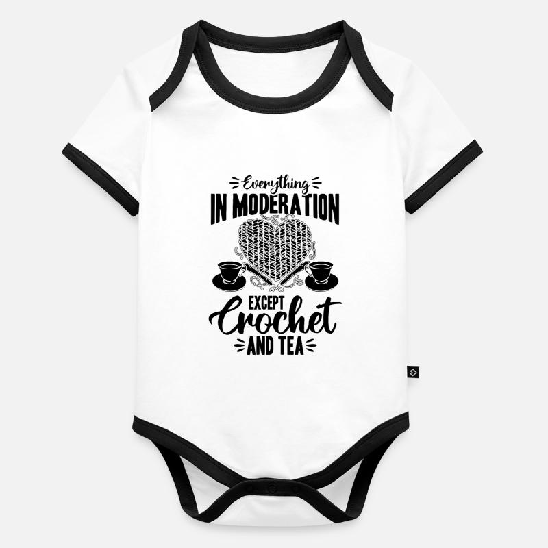 Everything In Moderation Except Crochet and tea Baby Bio-Kurzarm-Kontrastbody