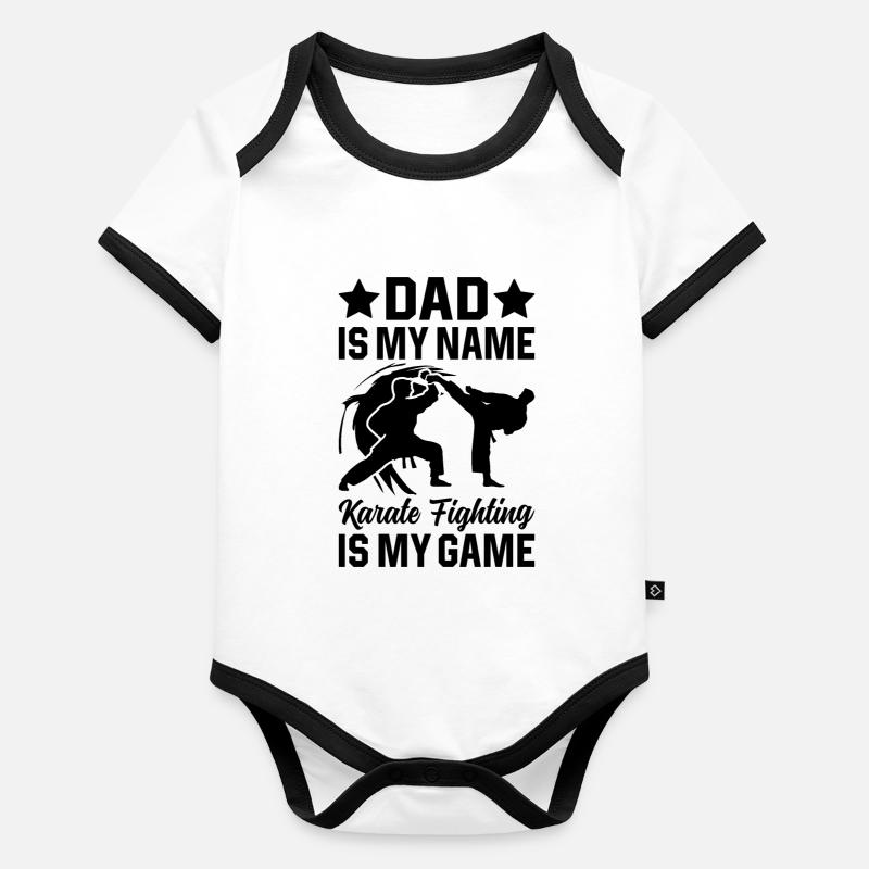 Papa est mon nom Le karaté est mon jeu - Karaté Body Bébé bio contrasté manches courtes