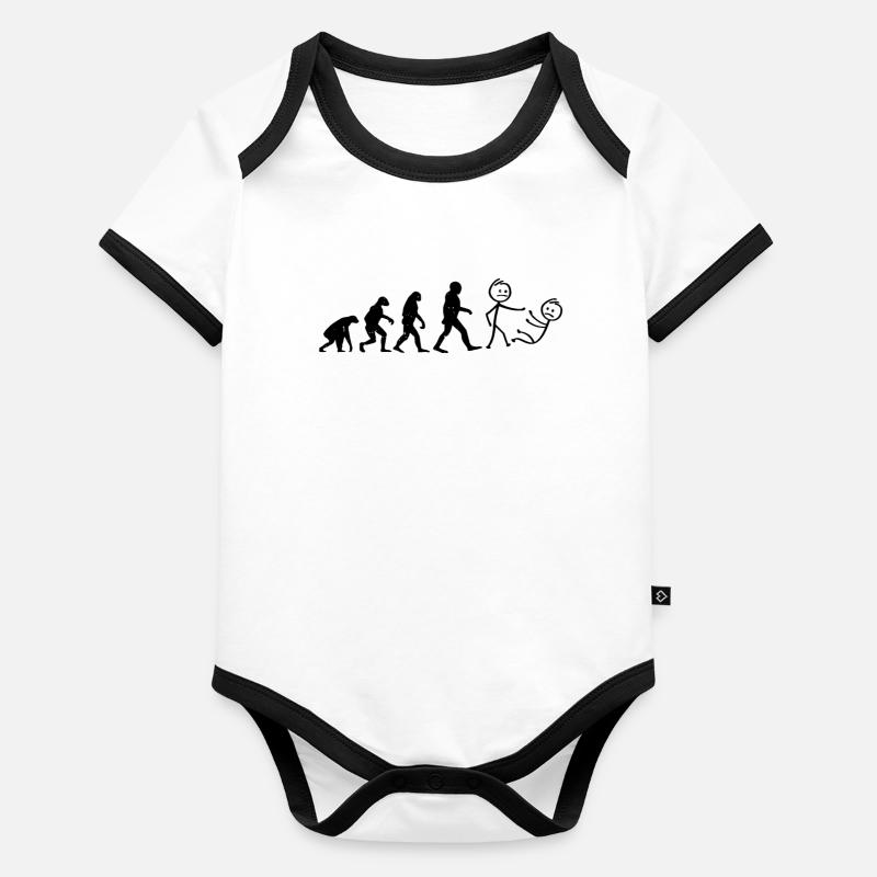 Funny Judo Evolution stick figure Baby Bio-Kurzarm-Kontrastbody
