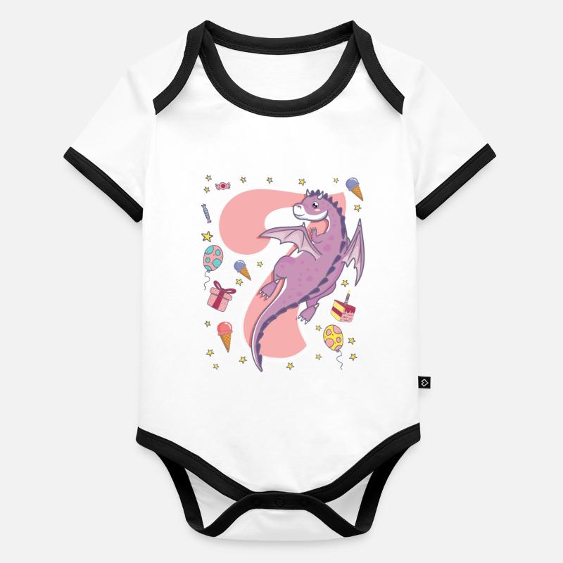 7e anniversaire Body Bébé bio contrasté manches courtes