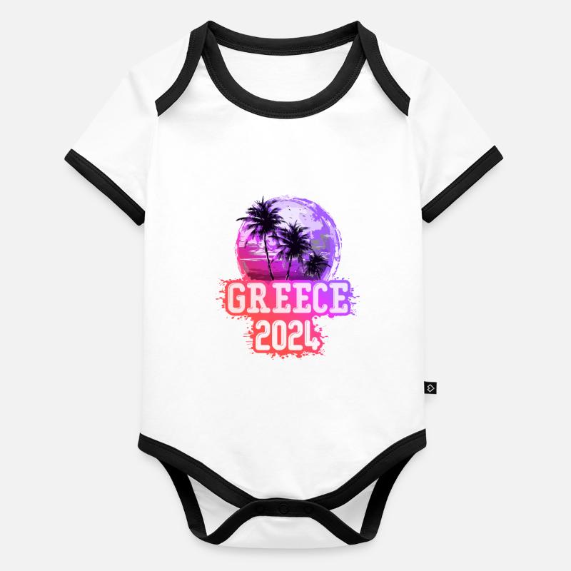 Greece 2024 Palm Trees Organic Baby Contrasting Bodysuit