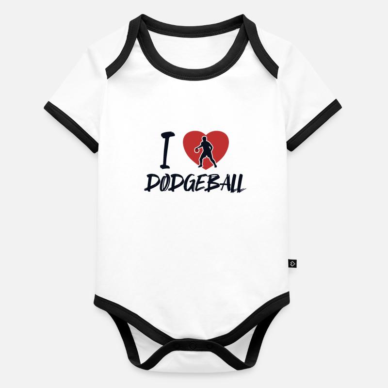 I love Dodgeball Game Prisonball Team Player Organic Baby Contrasting Bodysuit
