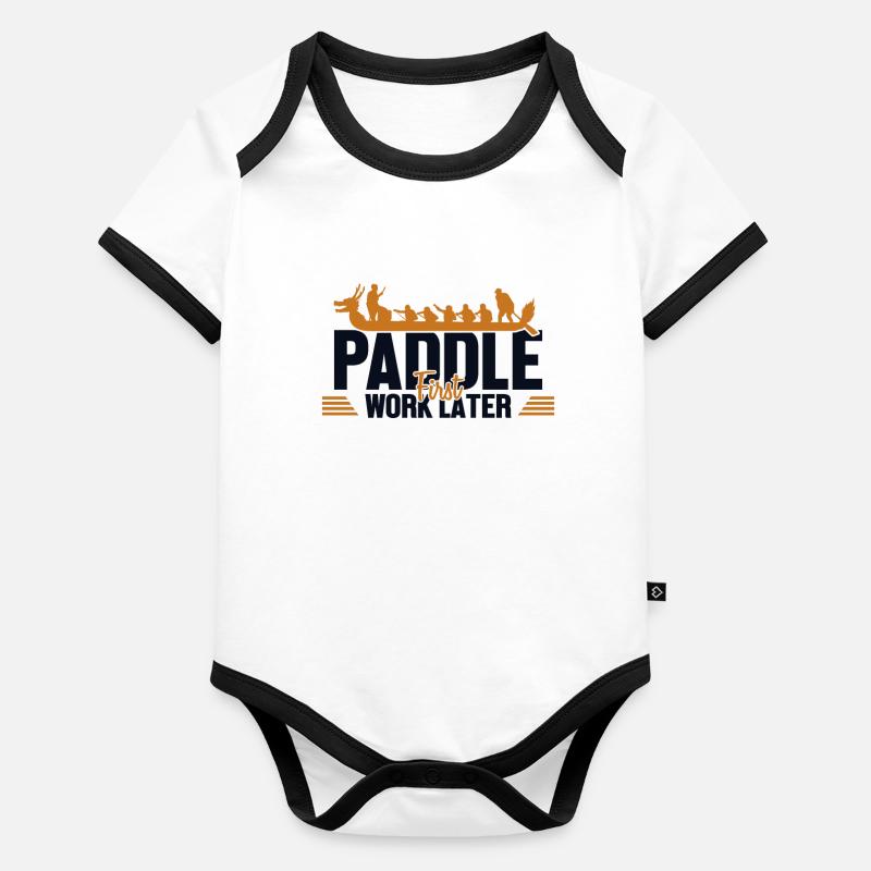Paddle First Work Later Team Paddler Drummer Organic Baby Contrasting Bodysuit