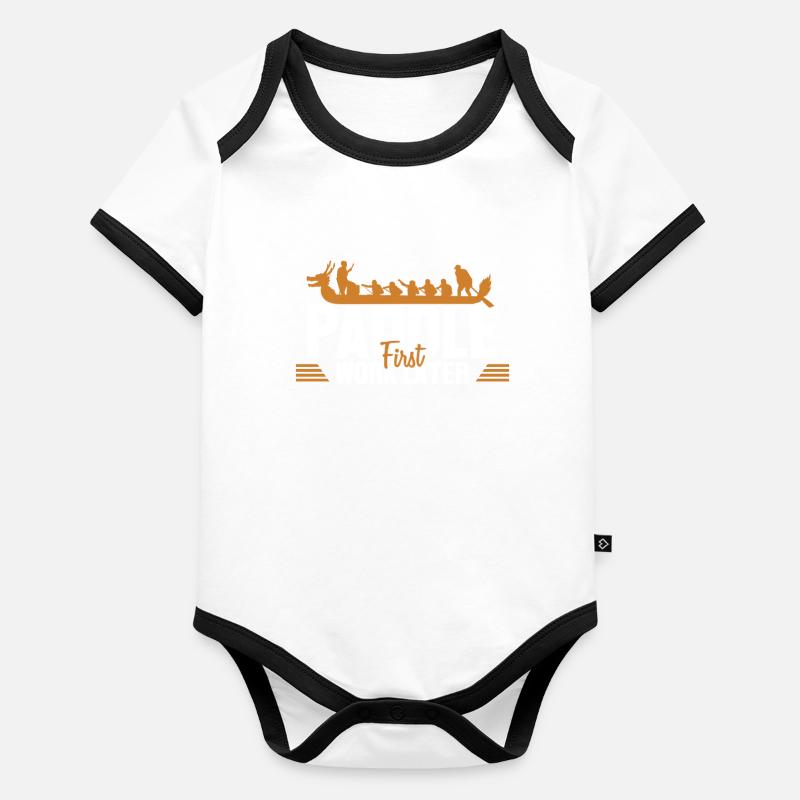 Paddle First Work Later Team Paddler Drummer Organic Baby Contrasting Bodysuit