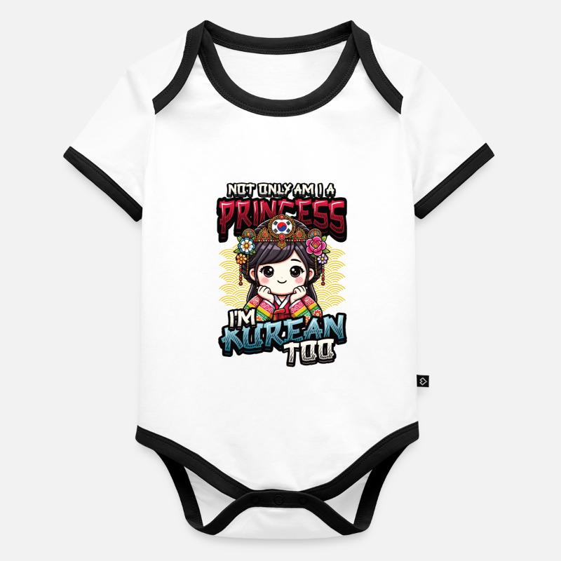 Filles Origine coréenne Corée du Sud Body Bébé bio contrasté manches courtes