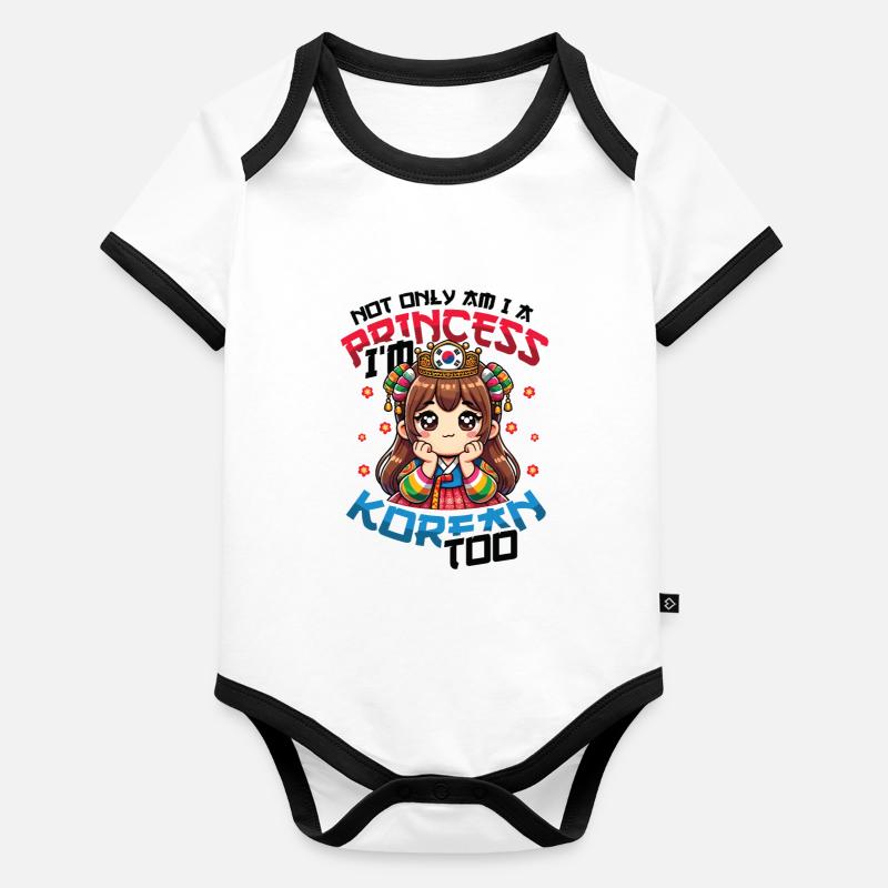 Filles Origine coréenne Corée du Sud Body Bébé bio contrasté manches courtes