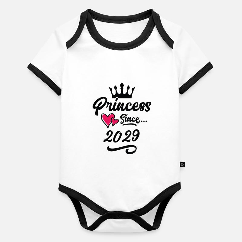 2029 Anniversaire de la princesse Body Bébé bio contrasté manches courtes
