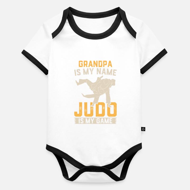 Papy Judoka - Papi est mon prénom Judo est mon gam Body Bébé bio contrasté manches courtes