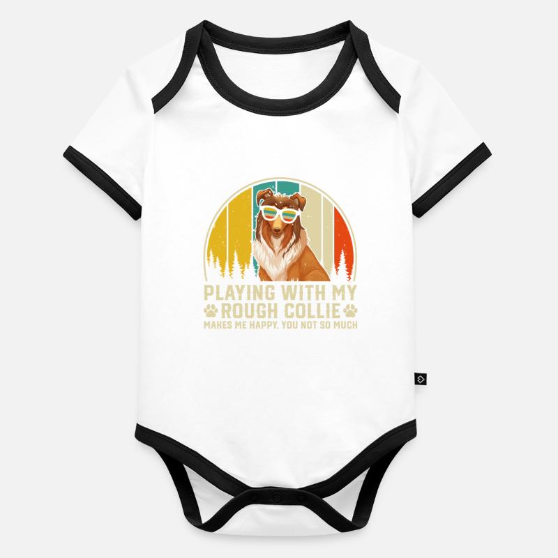 Jouer avec mon Rough Collie me rend heureuse - Roug Body Bébé bio contrasté manches courtes