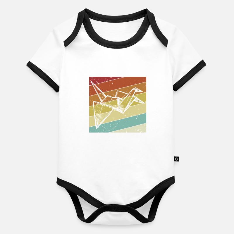 Retro Falten Eule Papier Kranich Meister Origami Baby Bio-Kurzarm-Kontrastbody