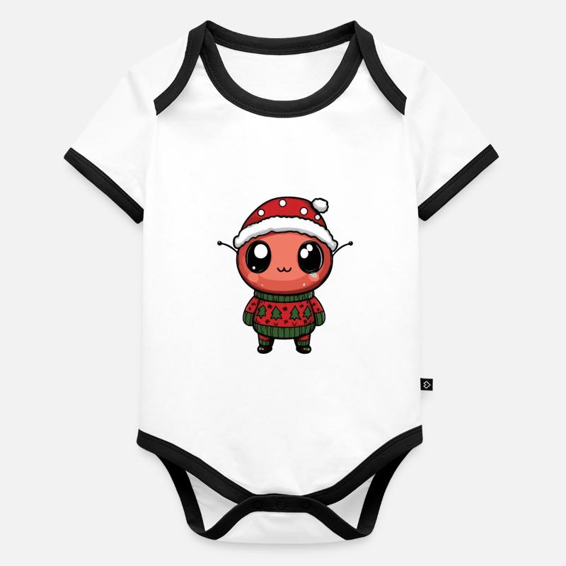 Marienkäfer Weihnachten Comic Baby Bio-Kurzarm-Kontrastbody