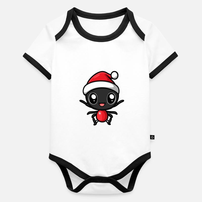 Fourmi Noël mignon Body Bébé bio contrasté manches courtes