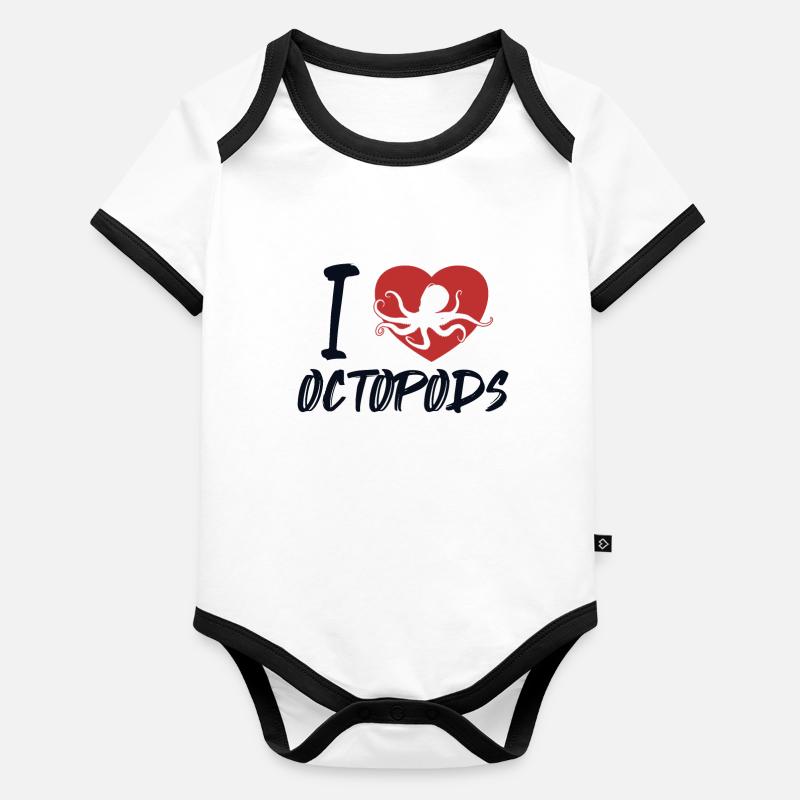 J’adore les octopodes Céphalopodes Octopodes Octopoda Body Bébé bio contrasté manches courtes