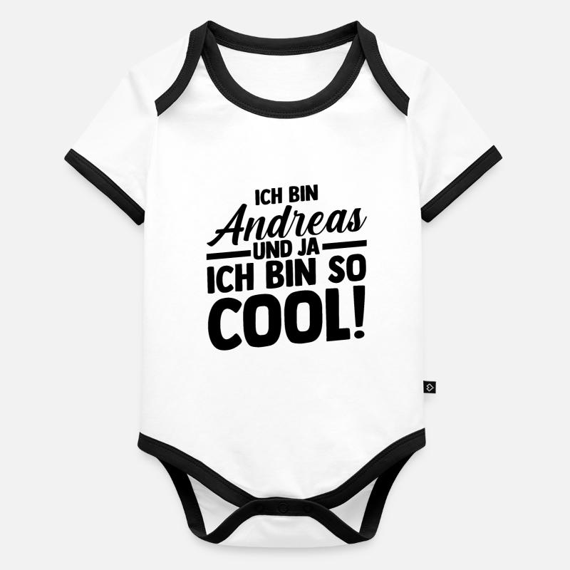 Prénom Andreas Body Bébé bio contrasté manches courtes