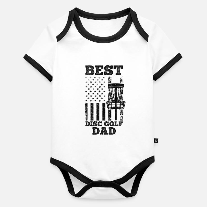 Meilleur papa de disc golf - Disc golfeur Daddy Disc Golf Body Bébé bio contrasté manches courtes