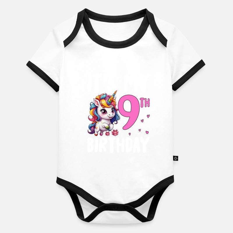 C’est mon 9e anniversaire - Body Bébé bio contrasté manches courtes - undefined