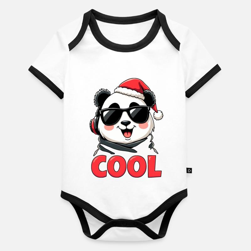 cooler Panda Baby Bio-Kurzarm-Kontrastbody