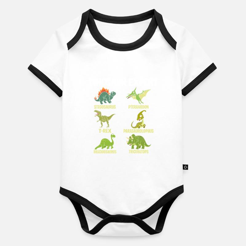 Funny Dinosaur - Dinosaur expert Brachiosaurus Organic Baby Contrasting Bodysuit