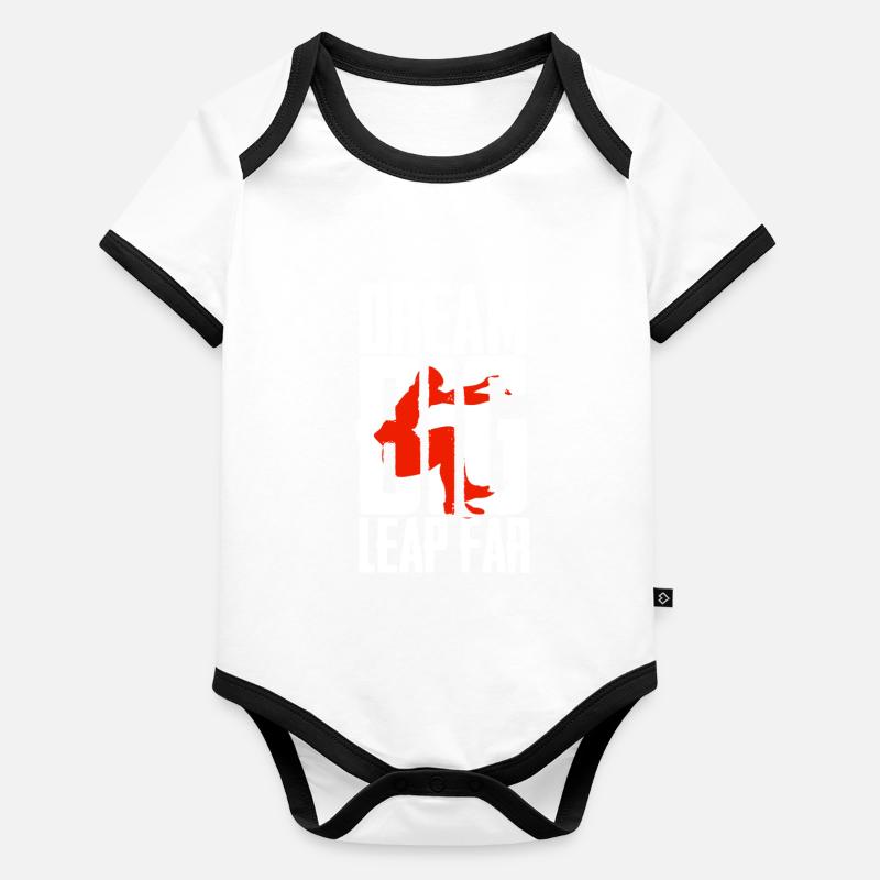 Weitsprung Weitspringen Dream Big Leap Far Baby Bio-Kurzarm-Kontrastbody