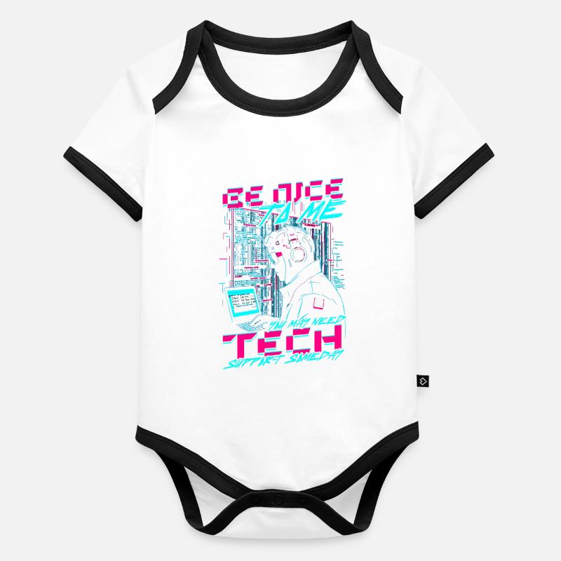 Assistance technique pour les informaticiens Body Bébé bio contrasté manches courtes