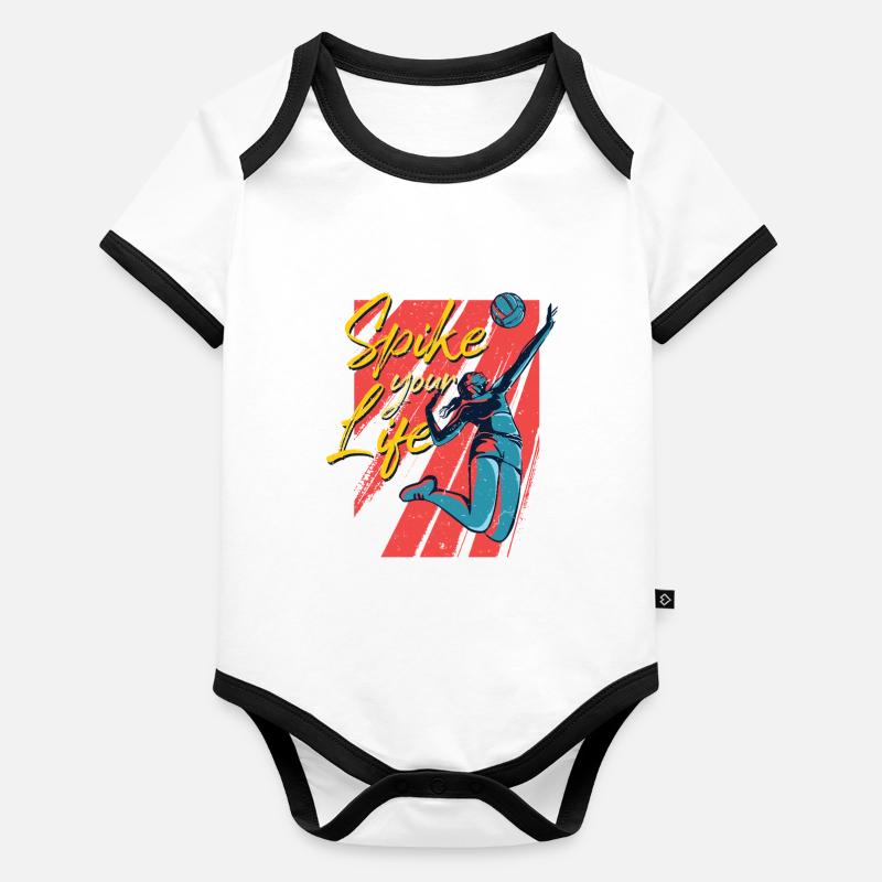 Beach-volley Body Bébé bio contrasté manches courtes