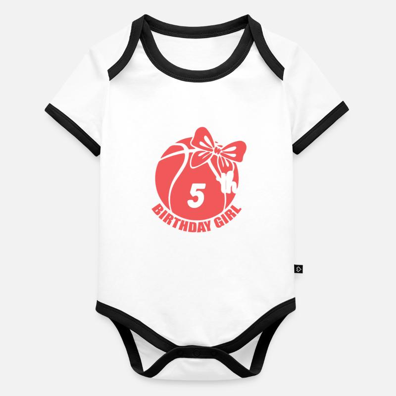 Basket-ball 5e anniversaire Basketteur - Body Bébé bio contrasté manches courtes - undefined