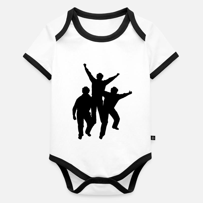 drei jubelnde Jungen Baby Bio-Kurzarm-Kontrastbody