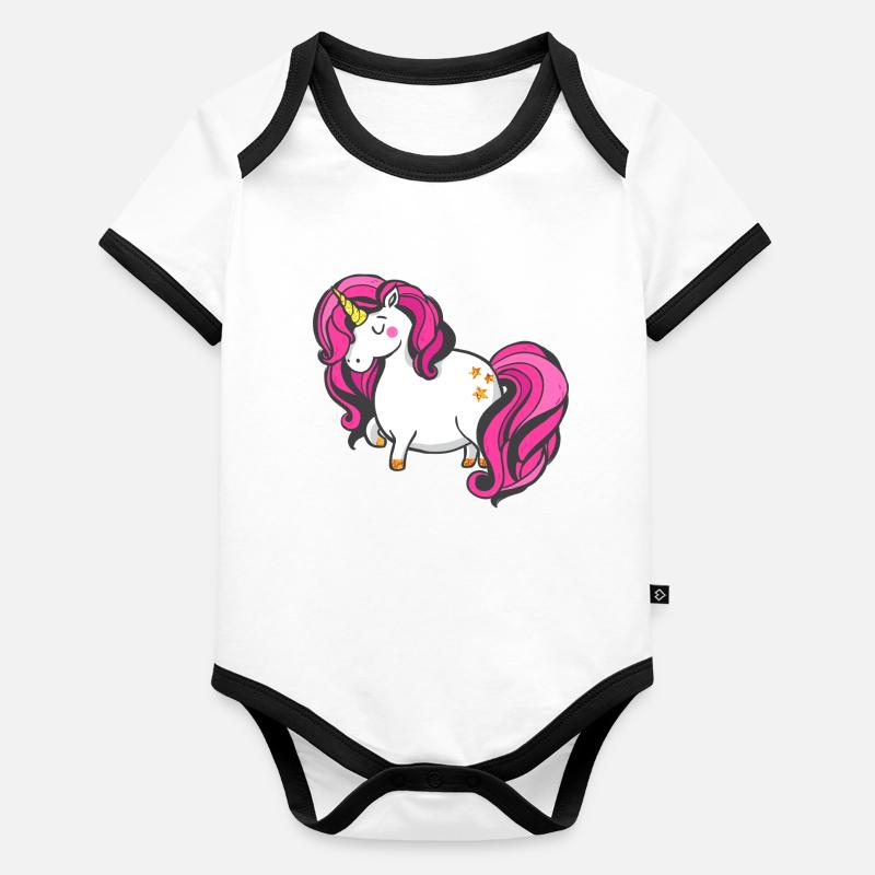 Einhorn Unicorn Geschenk Mädchen Tochter Glitzer Baby Bio-Kurzarm-Kontrastbody