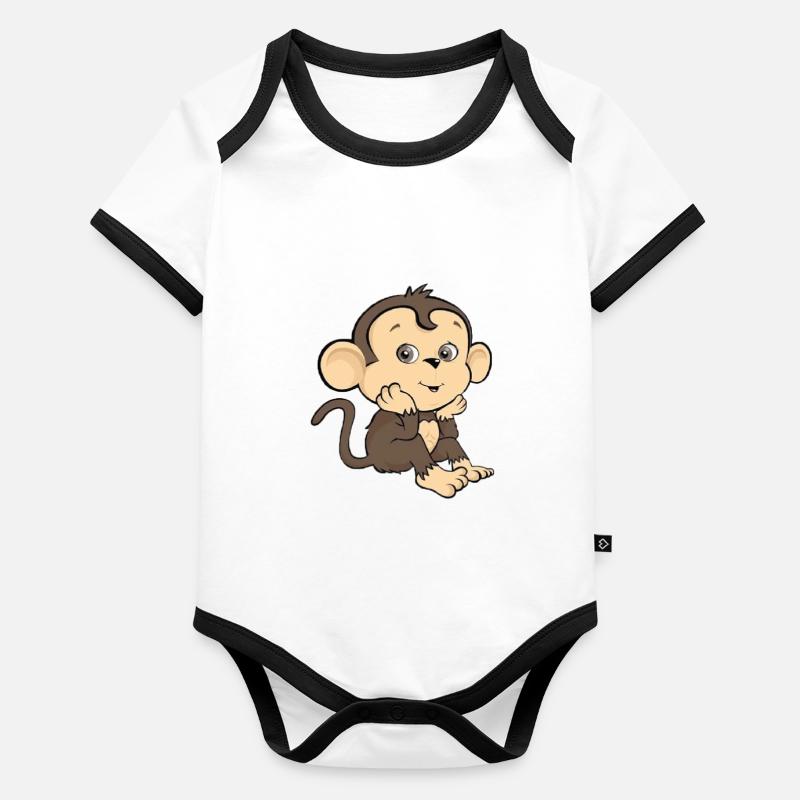 Affe Baby Bio-Kurzarm-Kontrastbody
