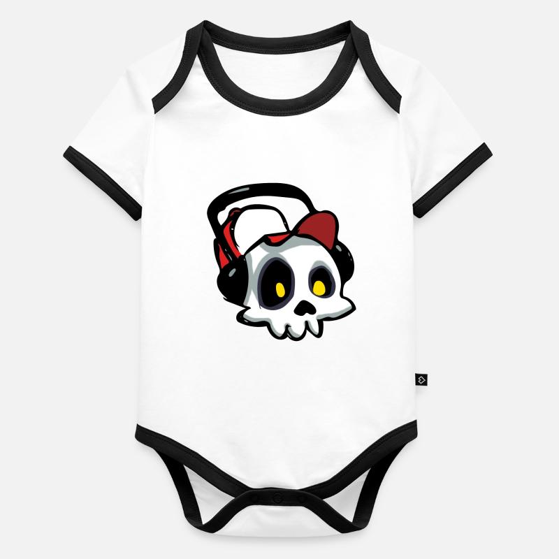 Skull With Headphones Organic Baby Contrasting Bodysuit