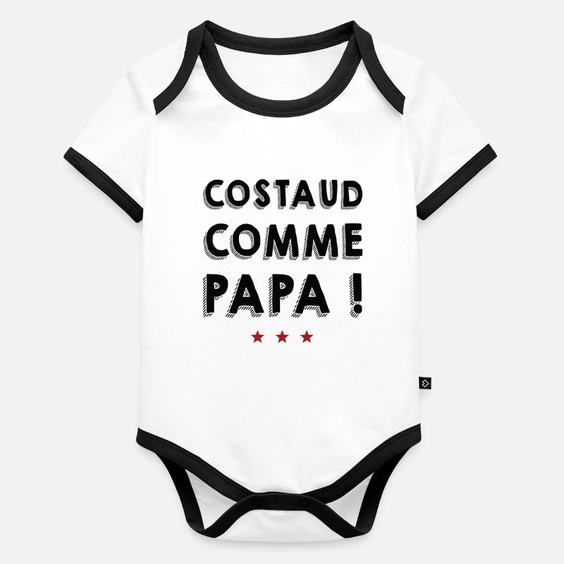 Costaud comme papa ! Body Bébé bio contrasté manches courtes
