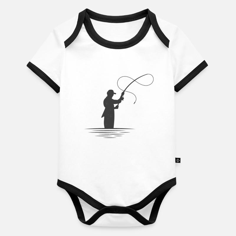 Pêche à la mouche Body Bébé bio contrasté manches courtes