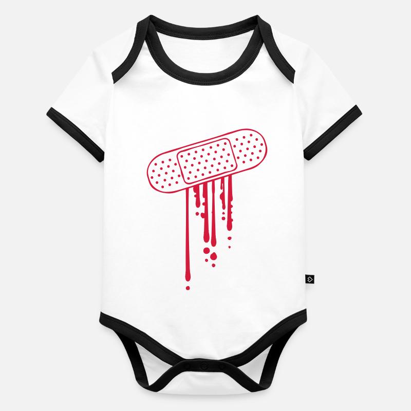 Gouttes de sang patch Body Bébé bio contrasté manches courtes