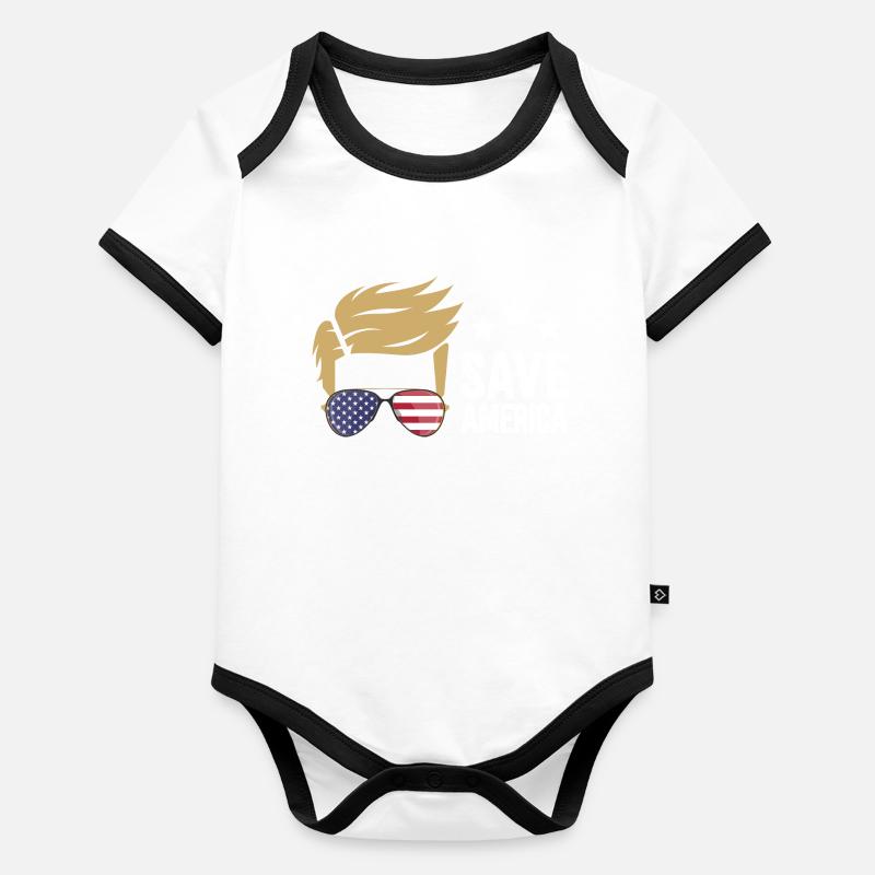 Red Amerika Baby contrasterend bio-rompertje met korte mouwen