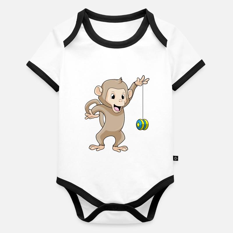 Monkey with Jojo Organic Baby Contrasting Bodysuit