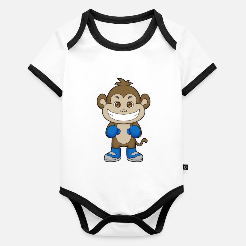 Gants de boxe boxeur de singe Body Bébé bio contrasté manches courtes