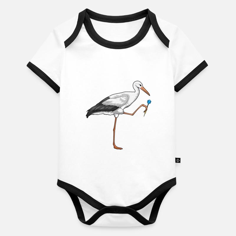 Fléchette de cigogne Body Bébé bio contrasté manches courtes